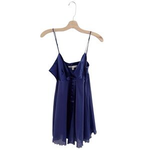 Victoria's Secret Sheer Lettuce Edge Hem Mini Slip Dress Satin Royal Purple